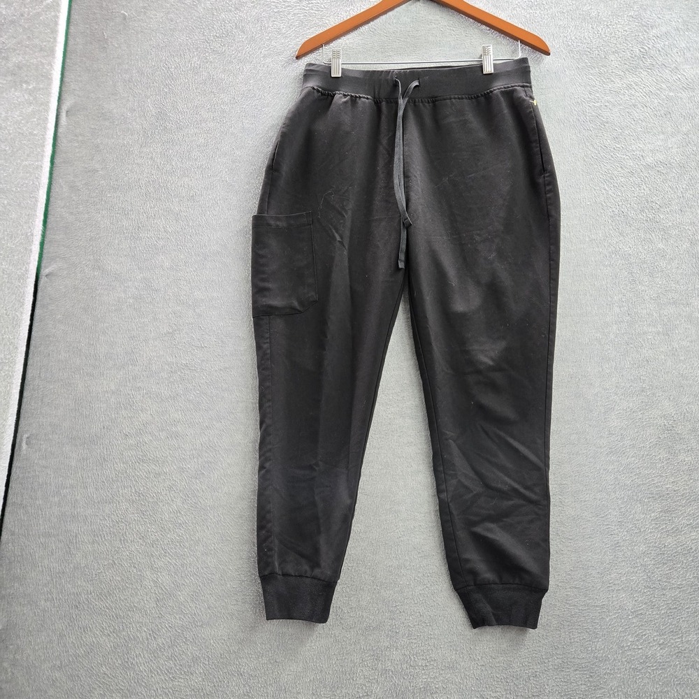 Mandala Women Scurb Pants P-M Petite Black Jogger Equa-Tek Button 24" Inseam
